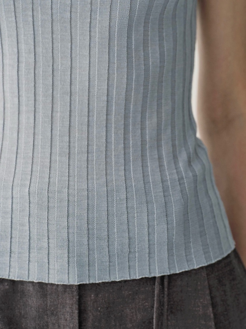 INSIS FEMME Ribbed One-Shoulder Top - Light Blue - Picture 7 of 14